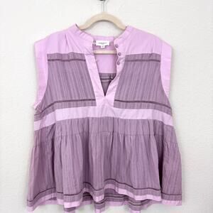 Anniewear Womens Sleeveless Top Blouse Size L Embroidered Cotton Feminine Pink